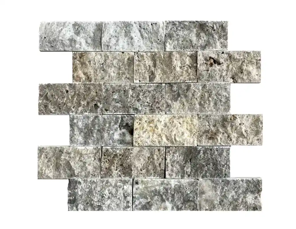 Gümüş Traverten Fileli Patlatma Taş 5x10 cm